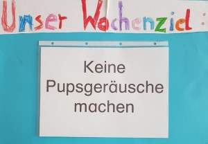 Bild „Wochnziel: Wir machen keine Pupsgeräusche“.