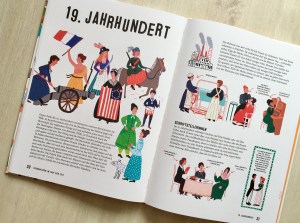 Aufgeschlagene Doppelseite aus Buch „Frauenleben im Lauf der Zeit“.